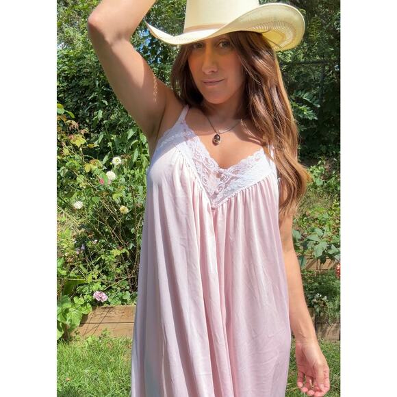 Vintage 80s Blush Lace Slip Dress – Cottagecore / Western Festival Vibes - Picture 6 of 9
